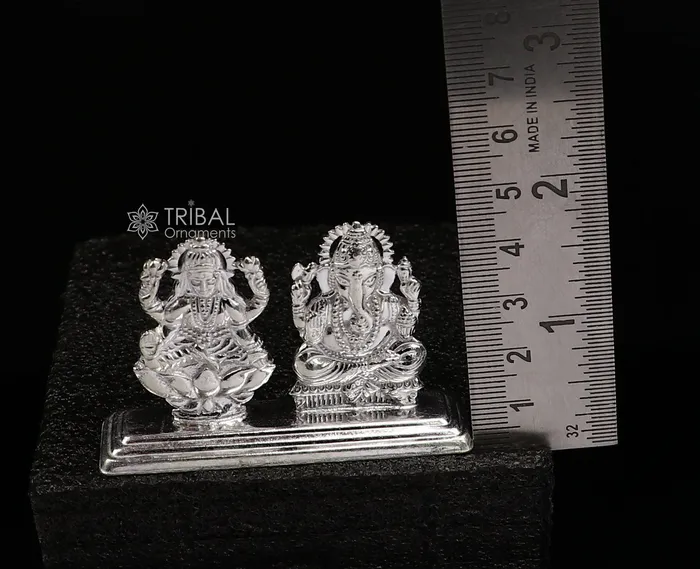 16 925 Sterling silver handmade gorgeous Hindu idols Lakshmi and Ganesha statue puja article figurine home dcor Diwali puja gift art666 TRIBAL ORNAMENTS Necklaces