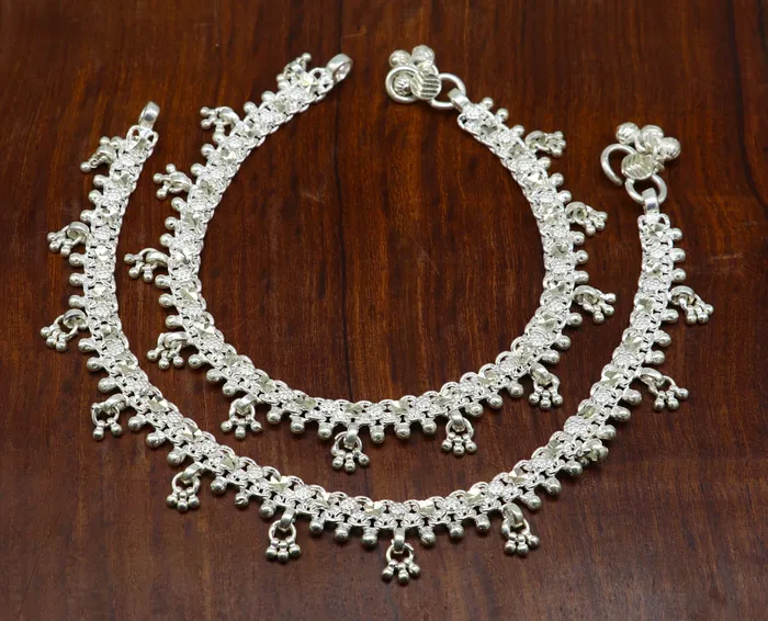 105 sterling silver solid customized stylish designer anklet bracelet foot bracelet vintage tribal belly dance wedding jewelry ank378 TRIBAL ORNAMENTS Bracelets