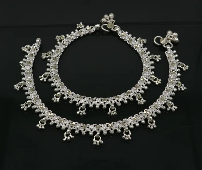 105 sterling silver solid customized stylish designer anklet bracelet foot bracelet vintage tribal belly dance wedding jewelry ank378 TRIBAL ORNAMENTS Bracelets
