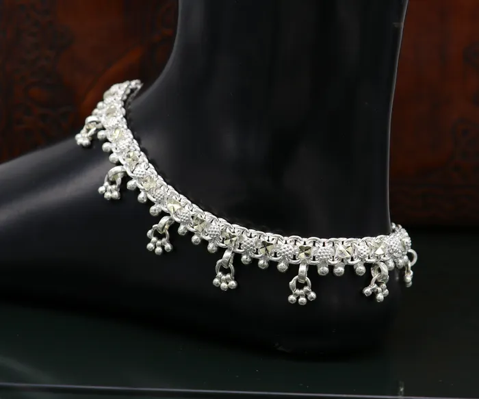 105 sterling silver solid customized stylish designer anklet bracelet foot bracelet vintage tribal belly dance wedding jewelry ank378 TRIBAL ORNAMENTS Bracelets