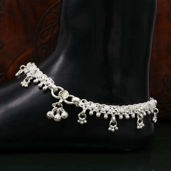 105 sterling silver solid customized stylish designer anklet bracelet foot bracelet vintage tribal belly dance wedding jewelry ank378 TRIBAL ORNAMENTS Bracelets