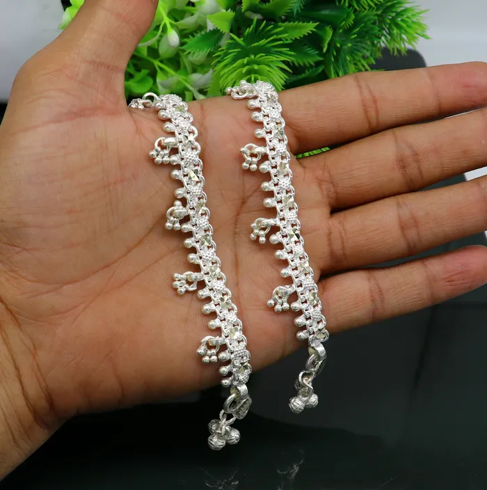 105 sterling silver solid customized stylish designer anklet bracelet foot bracelet vintage tribal belly dance wedding jewelry ank378 TRIBAL ORNAMENTS Bracelets