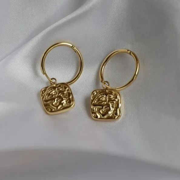 18k GoldFilled Square Charm Hoops Jewelvers PreStyled Sets 18k GoldFilled Square Charm Hoops Jewelvers PreStyled Sets