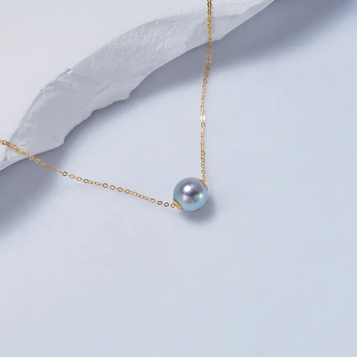 18K Solid Gold Akoya Madama Pearl Necklace KN00189 Pearly Lustre Necklaces