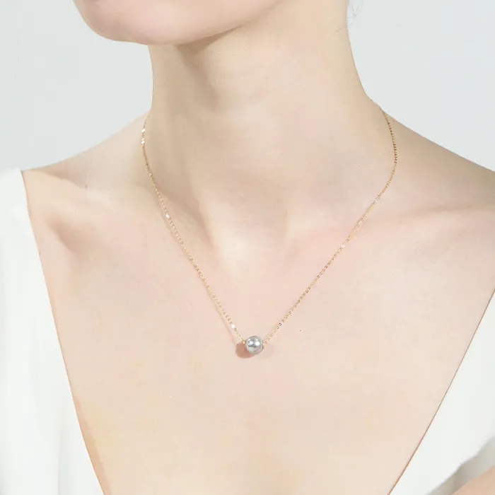 18K Solid Gold Akoya Madama Pearl Necklace KN00189 Pearly Lustre Necklaces