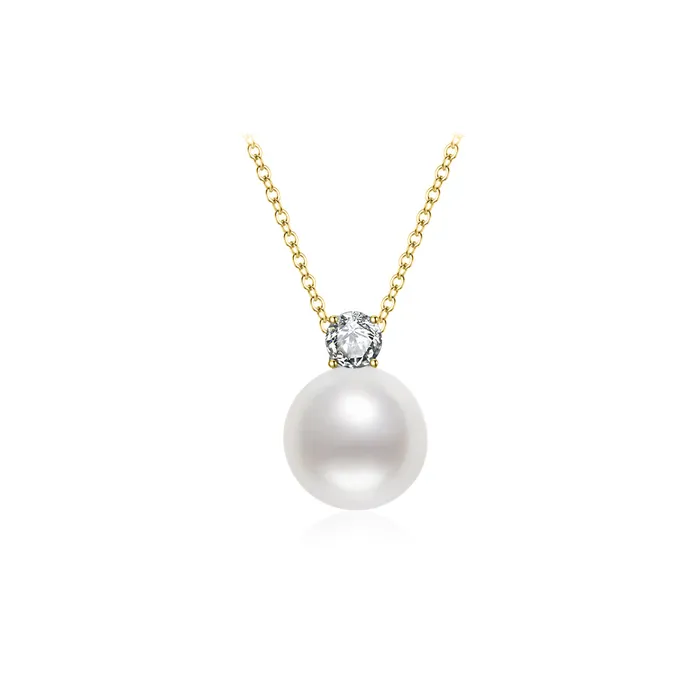 18K Solid Gold Diamond Hanadama Akoya Pearl Necklace KN00279 Pearly Lustre Necklaces 18K Solid Gold Diamond Hanadama Akoya Pearl Necklace KN00279 Pearly Lustre Necklaces