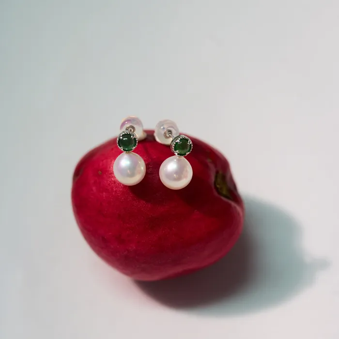 18K Solid Gold Top Grading Freshwater Pearl Earrings KE00220 Pearly Lustre Earrings