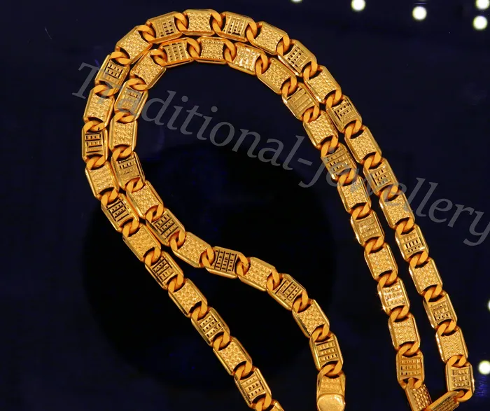 22karat yellow solid gold fabulous royal nawabi diamond cut chain Necklace 21 inches unisex designer gifting jewelry TRIBAL ORNAMENTS Necklaces