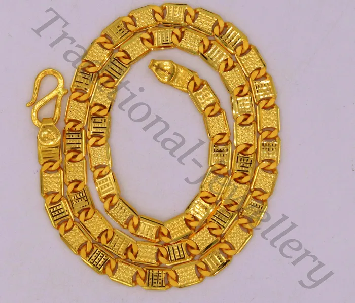 22karat yellow solid gold fabulous royal nawabi diamond cut chain Necklace 21 inches unisex designer gifting jewelry TRIBAL ORNAMENTS Necklaces