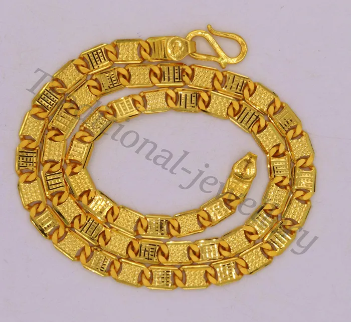 22karat yellow solid gold fabulous royal nawabi diamond cut chain Necklace 21 inches unisex designer gifting jewelry TRIBAL ORNAMENTS Necklaces
