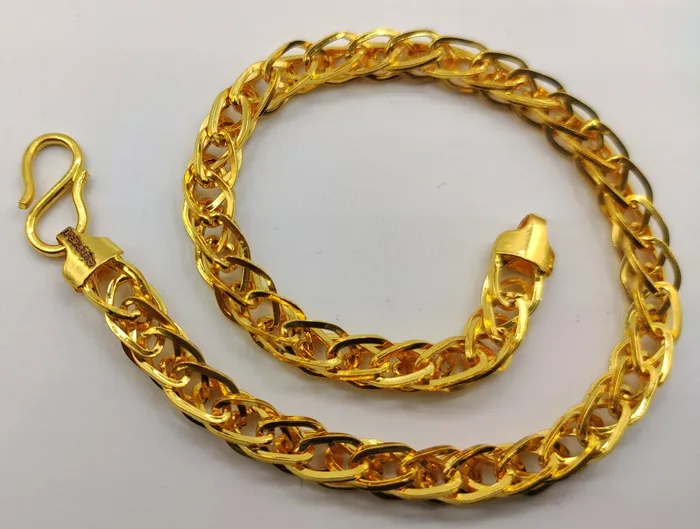 22kt yellow gold handmade amazing design unisex bracelet flexible chain bracelet wheat chain stylish bracelet gifting jewelry gbr41 TRIBAL ORNAMENTS Bracelets