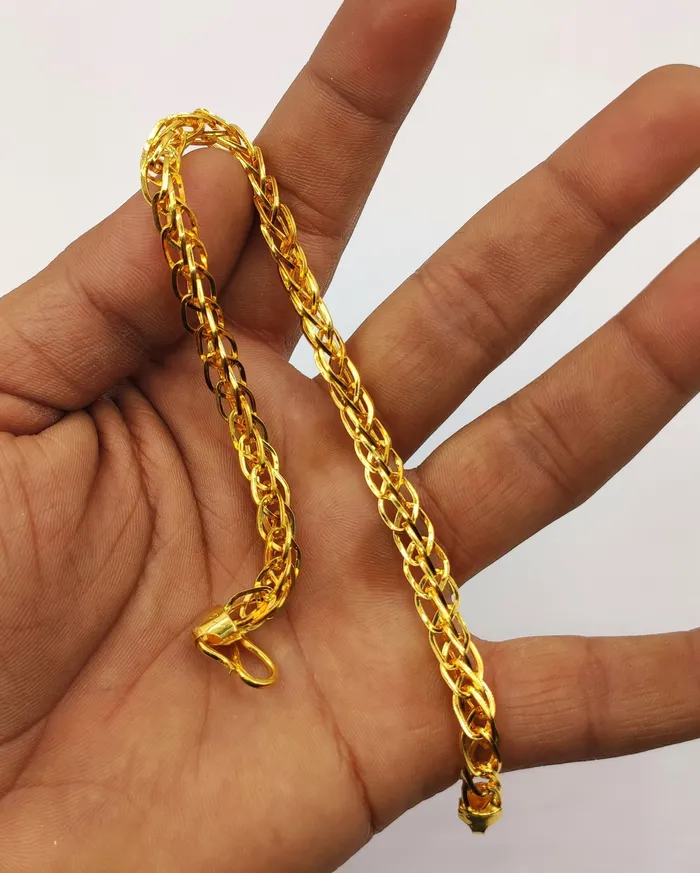 22kt yellow gold handmade amazing design unisex bracelet flexible chain bracelet wheat chain stylish bracelet gifting jewelry gbr41 TRIBAL ORNAMENTS Bracelets