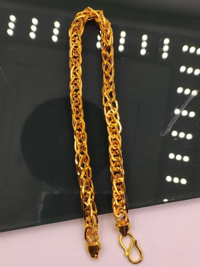 22kt yellow gold handmade amazing design unisex bracelet flexible chain bracelet wheat chain stylish bracelet gifting jewelry gbr41 TRIBAL ORNAMENTS Bracelets