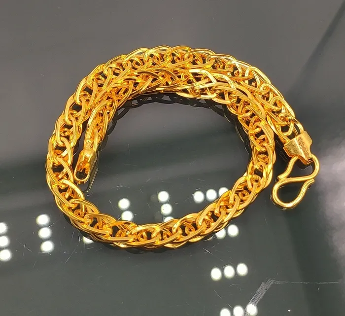 22kt yellow gold handmade amazing design unisex bracelet flexible chain bracelet wheat chain stylish bracelet gifting jewelry gbr41 TRIBAL ORNAMENTS Bracelets
