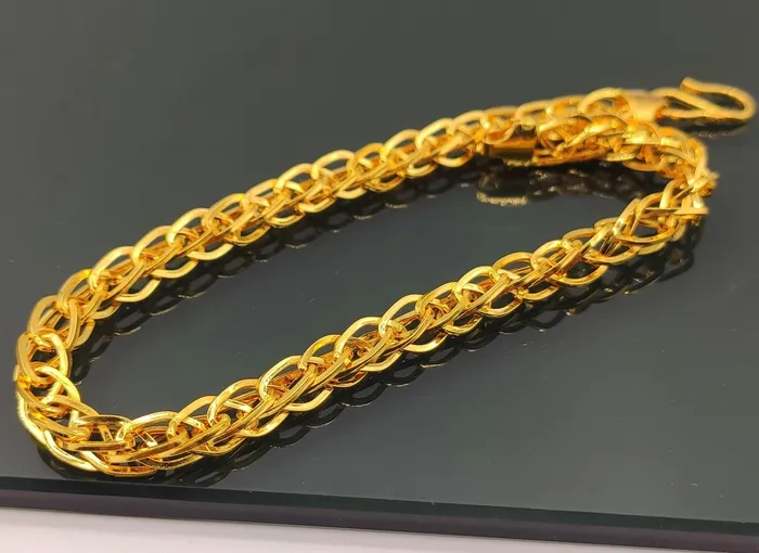22kt yellow gold handmade amazing design unisex bracelet flexible chain bracelet wheat chain stylish bracelet gifting jewelry gbr41 TRIBAL ORNAMENTS Bracelets