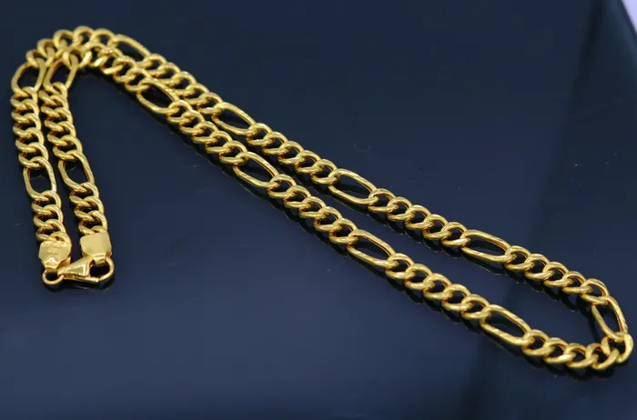 22kt yellow gold handmade fabulous figaro link chain 18 inches long 6 mm excellent attractive stylish unisex gifting chain necklace TRIBAL ORNAMENTS Necklaces