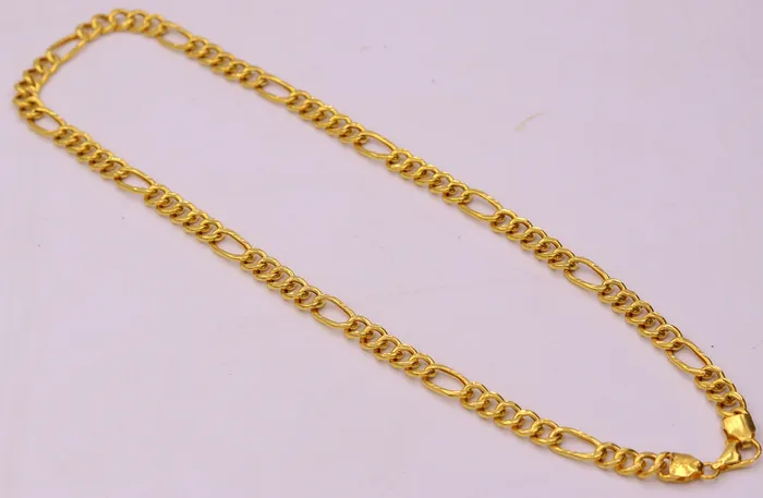 22kt yellow gold handmade fabulous figaro link chain 18 inches long 6 mm excellent attractive stylish unisex gifting chain necklace TRIBAL ORNAMENTS Necklaces