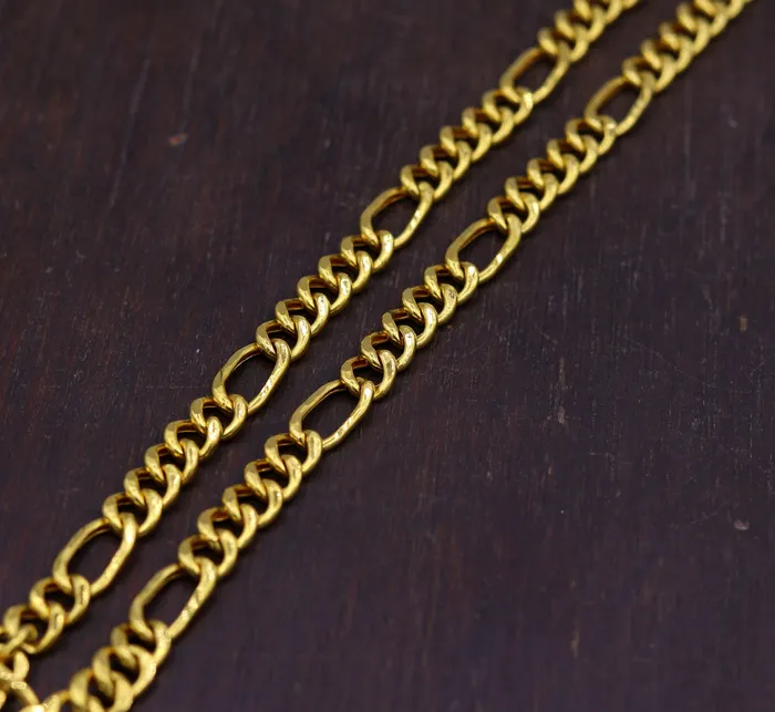 22kt yellow gold handmade fabulous figaro link chain 18 inches long 6 mm excellent attractive stylish unisex gifting chain necklace TRIBAL ORNAMENTS Necklaces