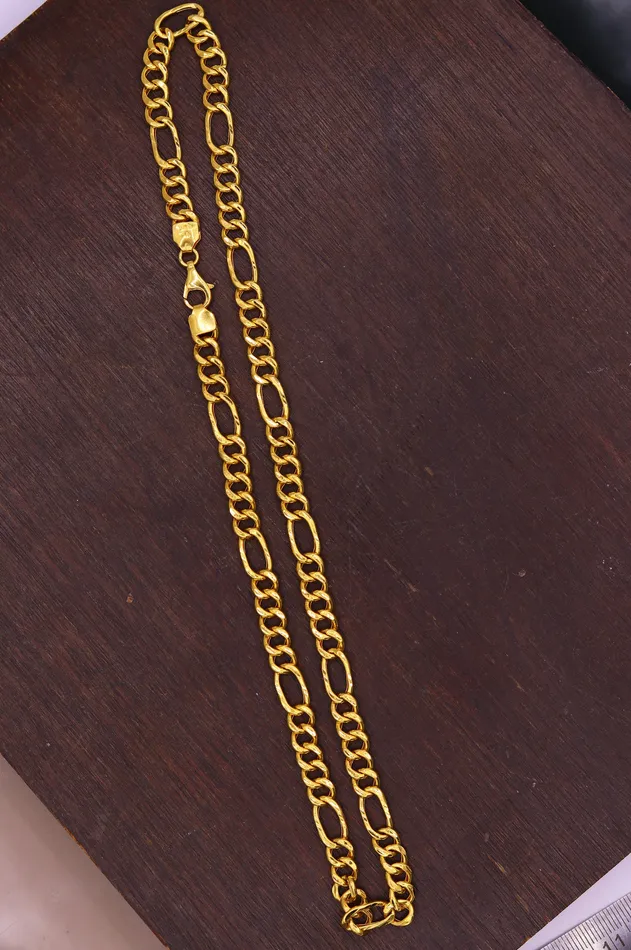 22kt yellow gold handmade fabulous figaro link chain 18 inches long 6 mm excellent attractive stylish unisex gifting chain necklace TRIBAL ORNAMENTS Necklaces