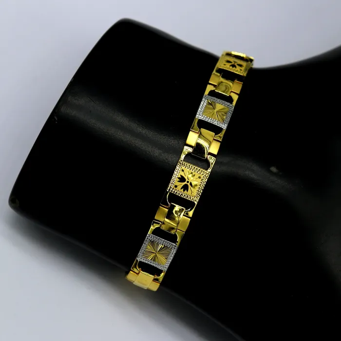 22kt yellow gold handmade stylish diamond cut design fabulous custom made bracelet best gift for boys men personalized gold jewelry br40 TRIBAL ORNAMENTS Bracelets