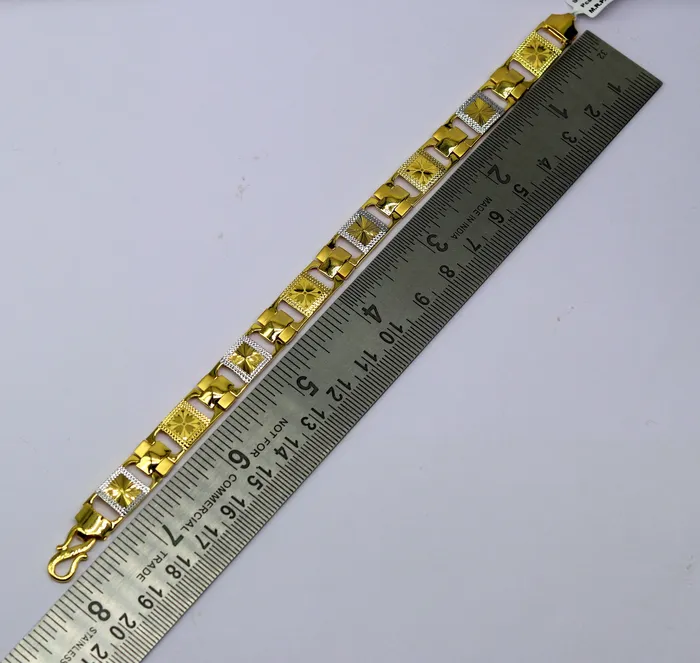 22kt yellow gold handmade stylish diamond cut design fabulous custom made bracelet best gift for boys men personalized gold jewelry br40 TRIBAL ORNAMENTS Bracelets