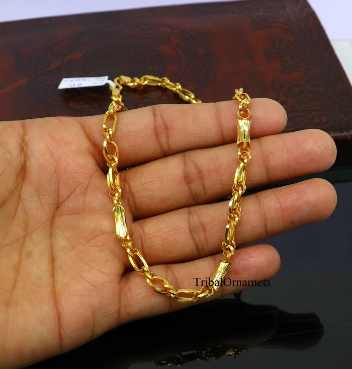22kt yellow gold indian unique style handmade customized link chain elegant personalized gifting unisex best necklace from india ch239 TRIBAL ORNAMENTS Necklaces