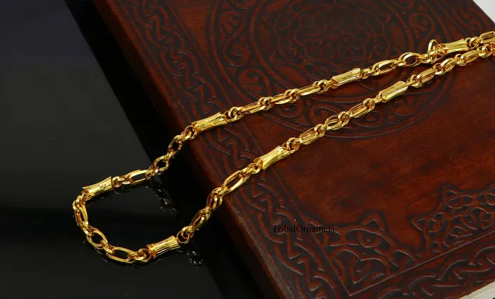 22kt yellow gold indian unique style handmade customized link chain elegant personalized gifting unisex best necklace from india ch239 TRIBAL ORNAMENTS Necklaces