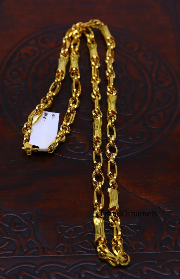 22kt yellow gold indian unique style handmade customized link chain elegant personalized gifting unisex best necklace from india ch239 TRIBAL ORNAMENTS Necklaces
