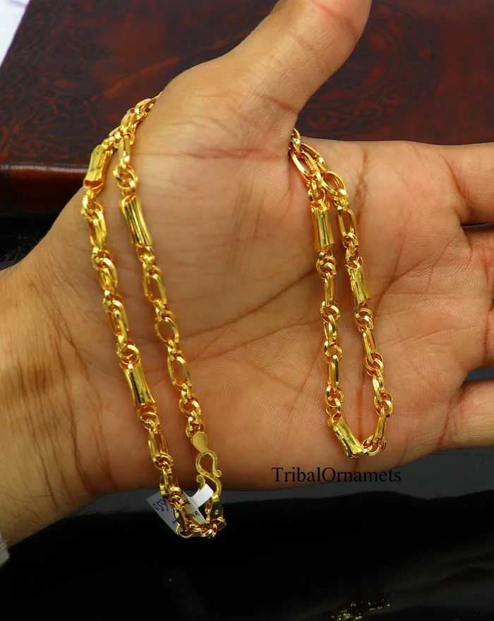 22kt yellow gold indian unique style handmade customized link chain elegant personalized gifting unisex best necklace from india ch239 TRIBAL ORNAMENTS Necklaces