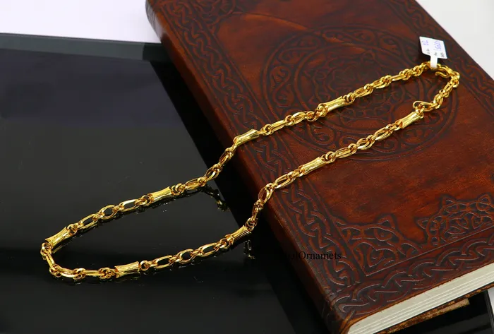 22kt yellow gold indian unique style handmade customized link chain elegant personalized gifting unisex best necklace from india ch239 TRIBAL ORNAMENTS Necklaces