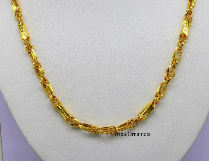 22kt yellow gold indian unique style handmade customized link chain elegant personalized gifting unisex best necklace from india ch239 TRIBAL ORNAMENTS Necklaces