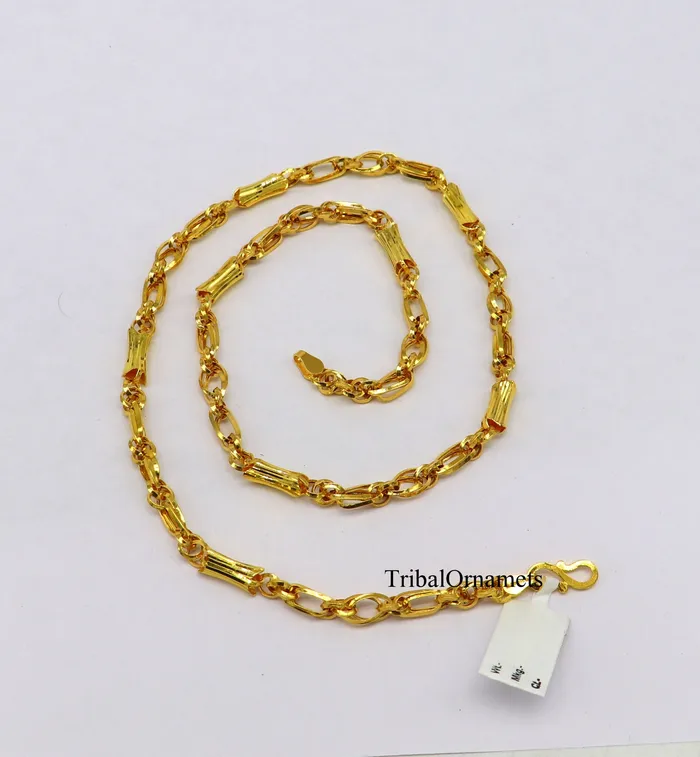 22kt yellow gold indian unique style handmade customized link chain elegant personalized gifting unisex best necklace from india ch239 TRIBAL ORNAMENTS Necklaces