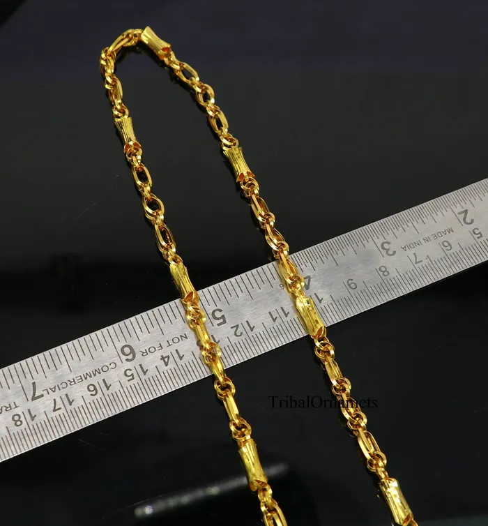 22kt yellow gold indian unique style handmade customized link chain elegant personalized gifting unisex best necklace from india ch239 TRIBAL ORNAMENTS Necklaces