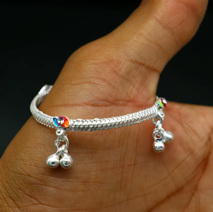 5 inches long handmade noisy bells single anklet fabulous baby ankle bracelet tribal style foot bracelet jewelry from India ank353 TRIBAL ORNAMENTS Bracelets