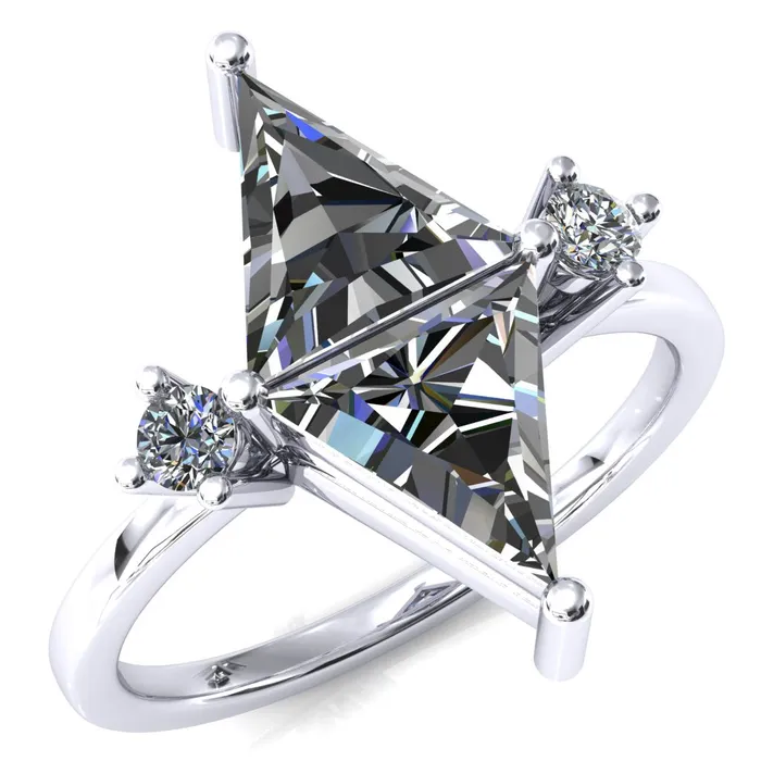75mm Triangle TwoStone Center Toi Et Moi Ring Fire Brilliance Rings