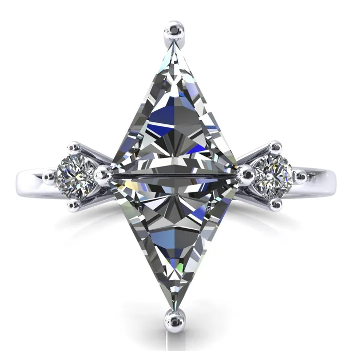 75mm Triangle TwoStone Center Toi Et Moi Ring Fire Brilliance Rings