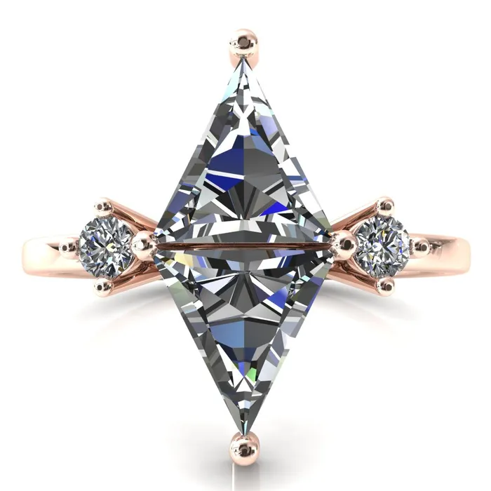 75mm Triangle TwoStone Center Toi Et Moi Ring Fire Brilliance Rings
