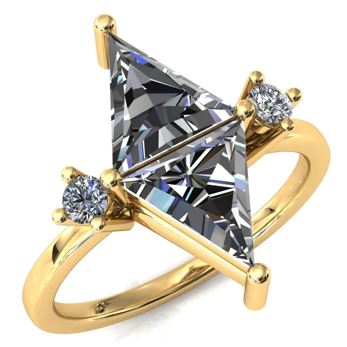 75mm Triangle TwoStone Center Toi Et Moi Ring Fire Brilliance Rings
