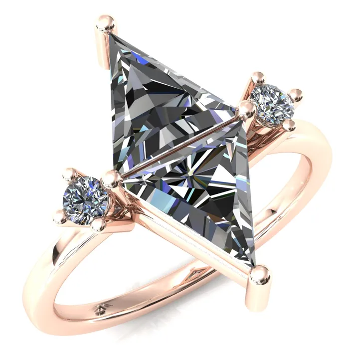 75mm Triangle TwoStone Center Toi Et Moi Ring Fire Brilliance Rings