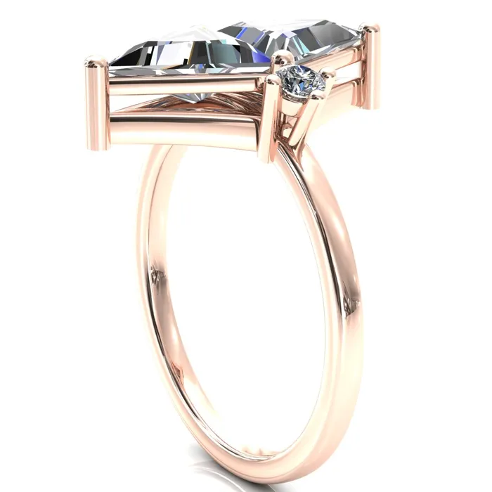 75mm Triangle TwoStone Center Toi Et Moi Ring Fire Brilliance Rings
