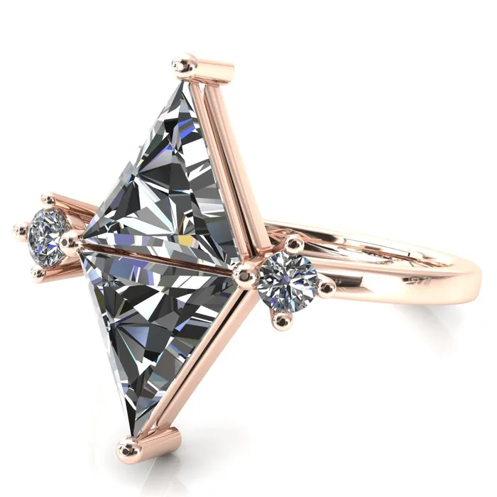 75mm Triangle TwoStone Center Toi Et Moi Ring Fire Brilliance Rings