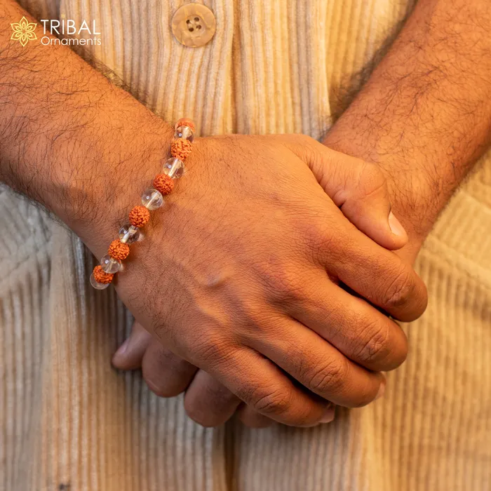 8 MM rudraksha and clear quartz crystal natural stone beaded handmade bracelet customized unisex Jewelry stnbr145 TRIBAL ORNAMENTS Bracelets 8 MM rudraksha and clear quartz crystal natural stone beaded handmade bracelet customized unisex Jewelry stnbr145 TRIBAL ORNAMENTS Bracelets