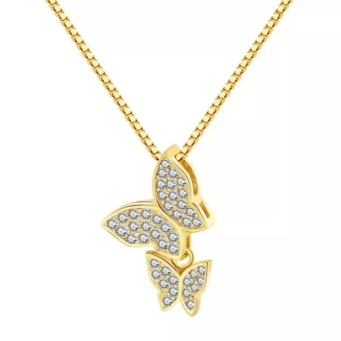 925 Sterling Silver and 18K GoldFilled Butterfly Necklace Jewelvers Necklaces 925 Sterling Silver and 18K GoldFilled Butterfly Necklace Jewelvers Necklaces