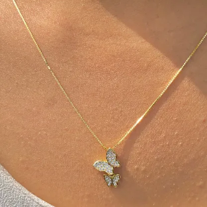 925 Sterling Silver and 18K GoldFilled Butterfly Necklace Jewelvers Necklaces 925 Sterling Silver and 18K GoldFilled Butterfly Necklace Jewelvers Necklaces