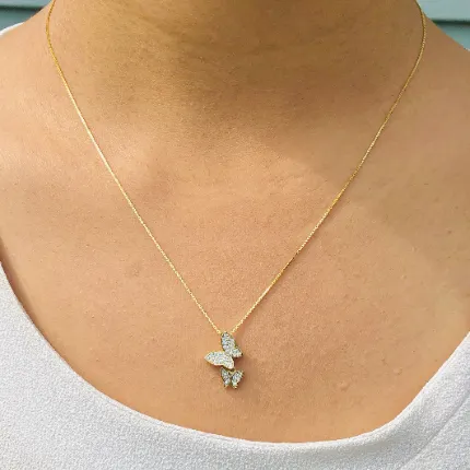 925 Sterling Silver and 18K GoldFilled Butterfly Necklace Jewelvers Necklaces 925 Sterling Silver and 18K GoldFilled Butterfly Necklace Jewelvers Necklaces