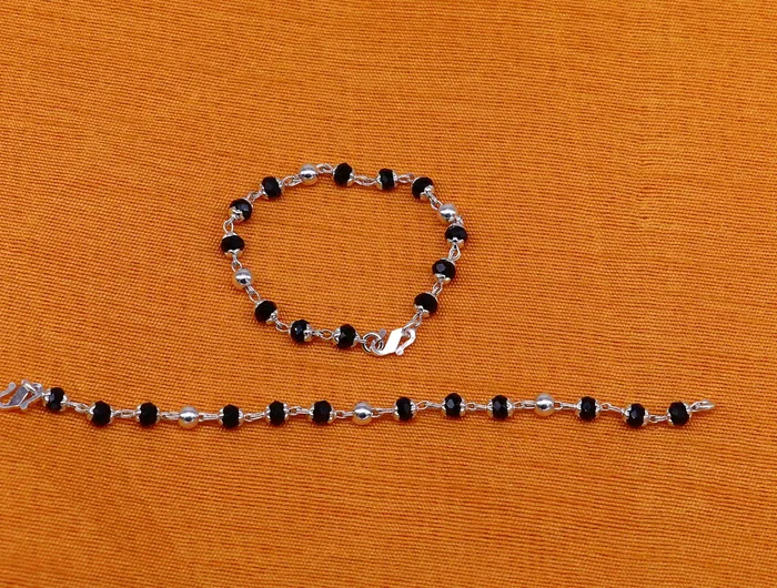 925 sterling silver customized black beads Nazariya bracelet protect from evil eyes new born baby bracelet stylish jewelry india bbr14 TRIBAL ORNAMENTS Bracelets