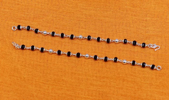 925 sterling silver customized black beads Nazariya bracelet protect from evil eyes new born baby bracelet stylish jewelry india bbr14 TRIBAL ORNAMENTS Bracelets