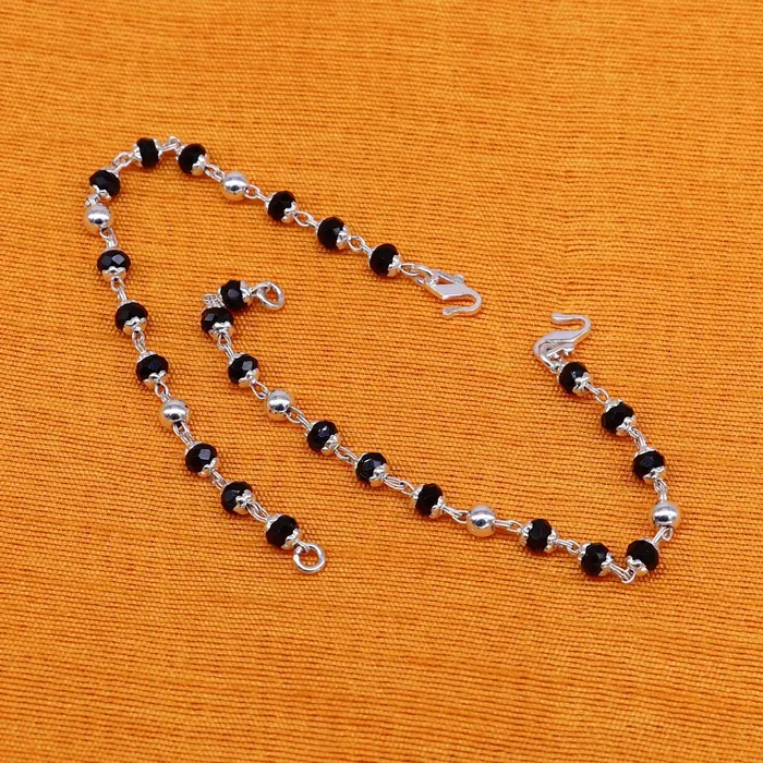 925 sterling silver customized black beads Nazariya bracelet protect from evil eyes new born baby bracelet stylish jewelry india bbr14 TRIBAL ORNAMENTS Bracelets