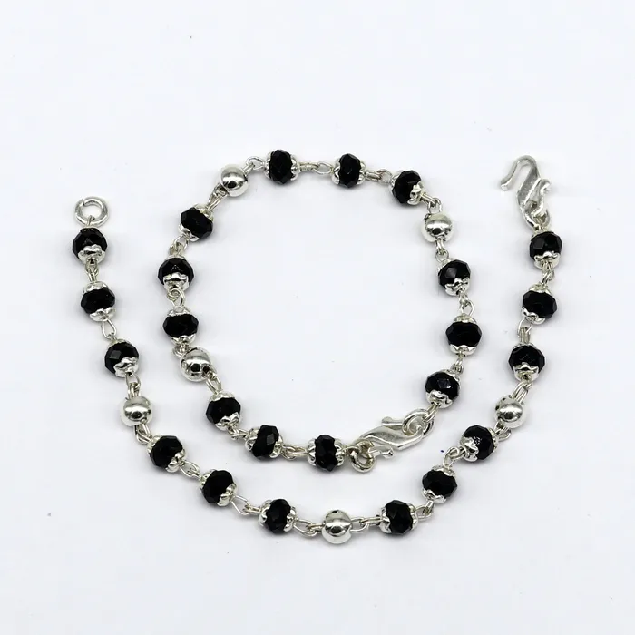 925 sterling silver customized black beads Nazariya bracelet protect from evil eyes new born baby bracelet stylish jewelry india bbr14 TRIBAL ORNAMENTS Bracelets