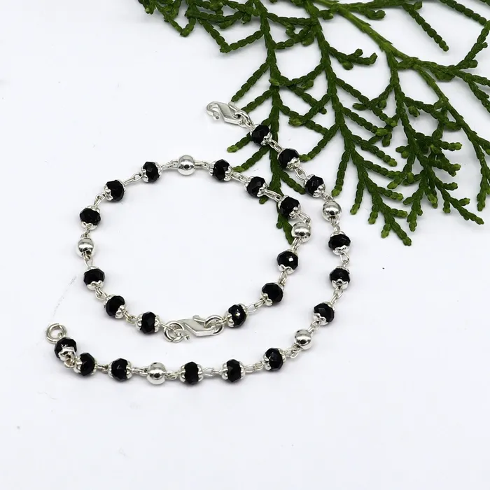 925 sterling silver customized black beads Nazariya bracelet protect from evil eyes new born baby bracelet stylish jewelry india bbr14 TRIBAL ORNAMENTS Bracelets